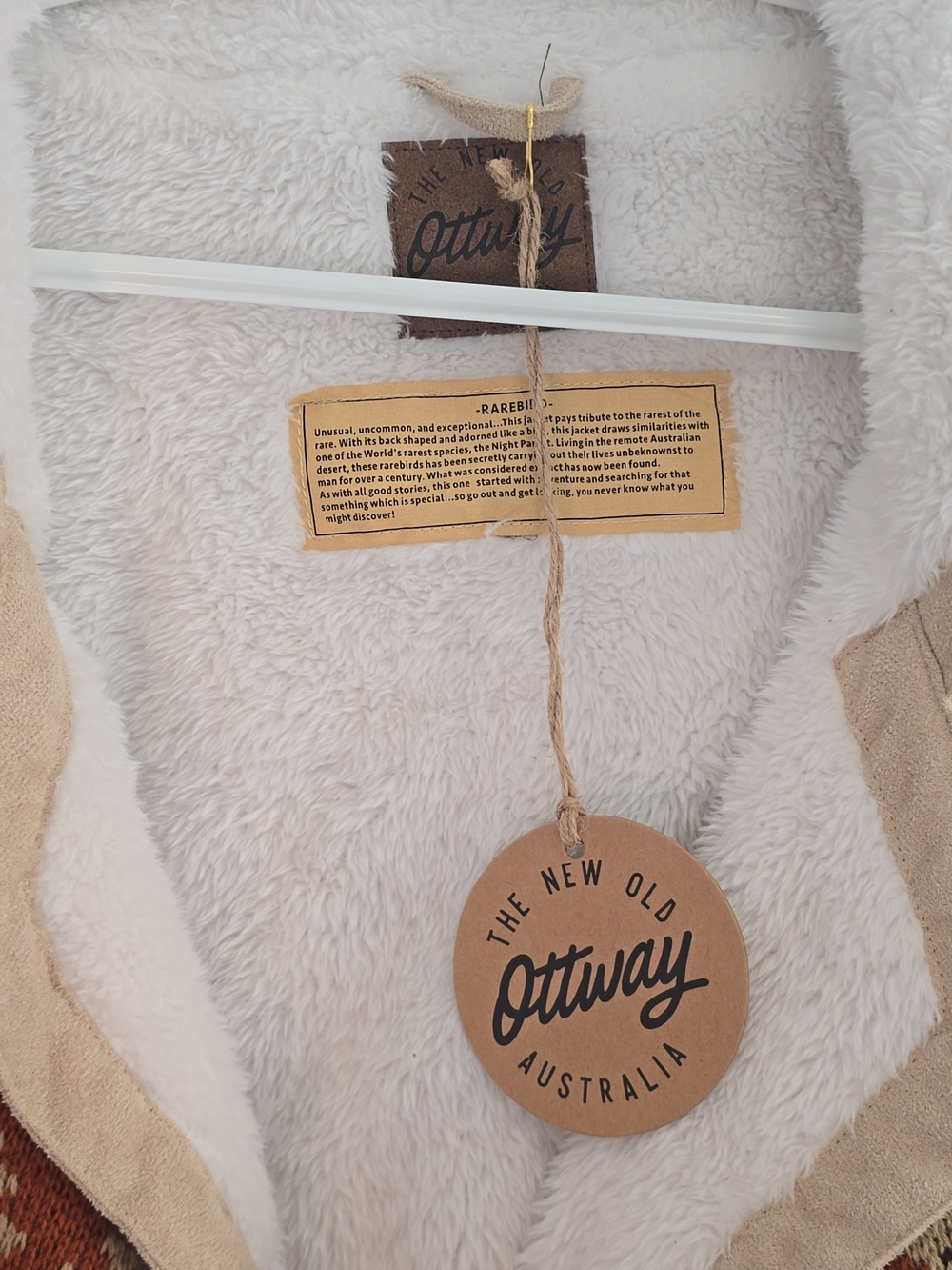 Oversized Beige Teddy Jacket with Aztec Detail - Picture 4 of 13